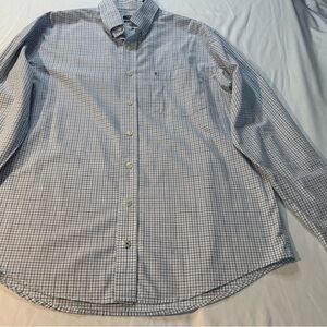 Izod Blue and White Casual Button Down Shirt
